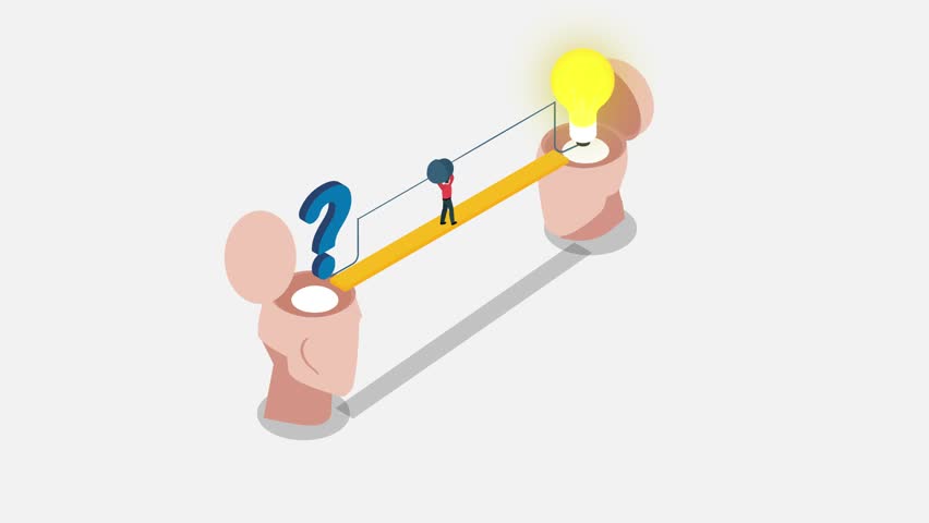 Solving problem - Businessman connect question mark with lightbulb 3d animation in 4K UHD 3840x2160 | Shutterstock HD Video #1099690951