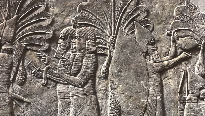 Antique Babylon stone carvings, Shumer, Akkadian relics, 4k cinematic Royalty-Free Stock Footage #1099691601