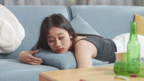 Close Up Of Drunk Asian Woman Wakes Up After Sleeping On A Sofa In The Party Room At Home
 - Powered by Shutterstock - Get 15% off with code: PIKWIZARD15