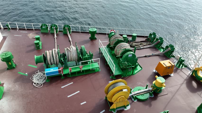 Mooring equipment of big cargo ship (tanker) | Shutterstock HD Video #1099695165