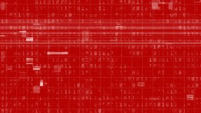 Animation of glitch effect over binary coding data processing against red background. Computer interface and business technology concept - Powered by Shutterstock - Get 15% off with code: PIKWIZARD15