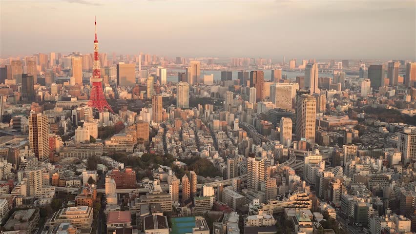 Timelapse Sequence of Tokyo, Japan - Tokyo's skyline from at night from the Mori Museum Royalty-Free Stock Footage #1099695571