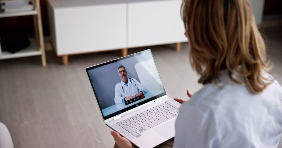 Online Video Conference With Medical Doctor On Laptop | Shutterstock HD Video #1099695707