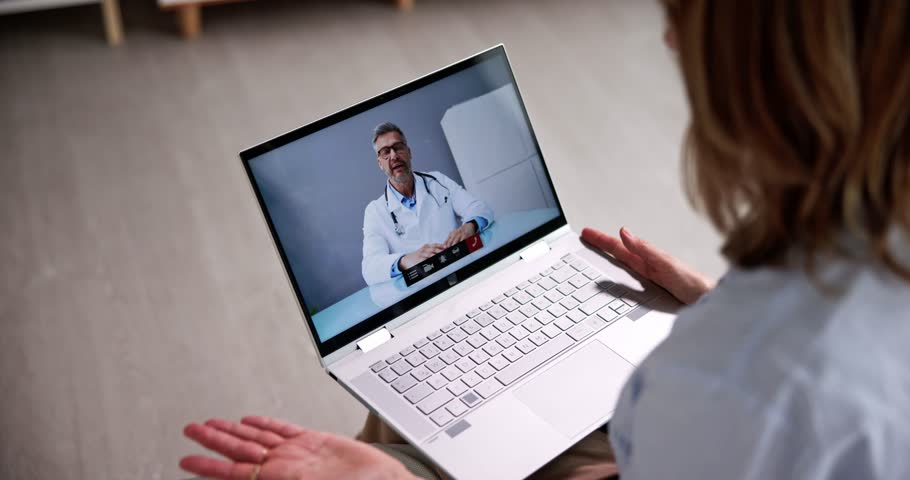 Online Video Conference With Medical Doctor On Laptop | Shutterstock HD Video #1099695709