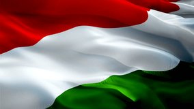 Hungary flag. National 3d Hungarian flag waving. Sign of Hungary seamless loop animation. Hungarian flag HD Background. Hungary flag Closeup 1080p video for presentation Budapest vacation Debrecen
