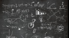 Animation of mathematical equations and formulas floating against blackboard. Education and business data technology concept - Powered by Shutterstock - Get 15% off with code: PIKWIZARD15