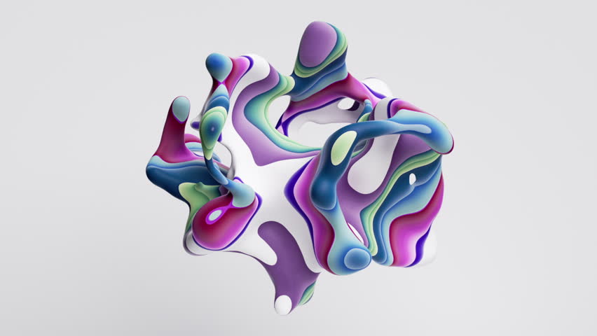 cycled 3d animation, abstract background of colorful morphing shapes, psychedelic transformation concept, modern wallpaper