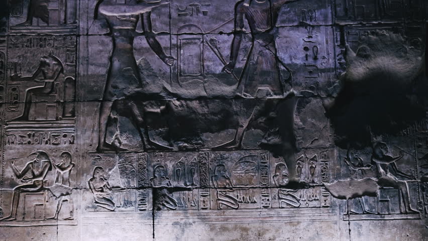 Wall Paintings In The Ancient Egyptian Temple Of Abydos Royalty-Free Stock Footage #1099714425