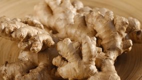 whole ginger root on close up rotating 4K