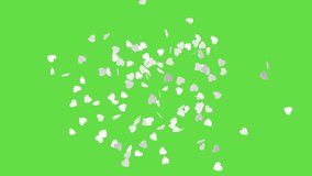 Explosion of white hearts on green screen. Heart confetti. Festive effect for Valentine's Day. 3D animation - Powered by Shutterstock - Get 15% off with code: PIKWIZARD15