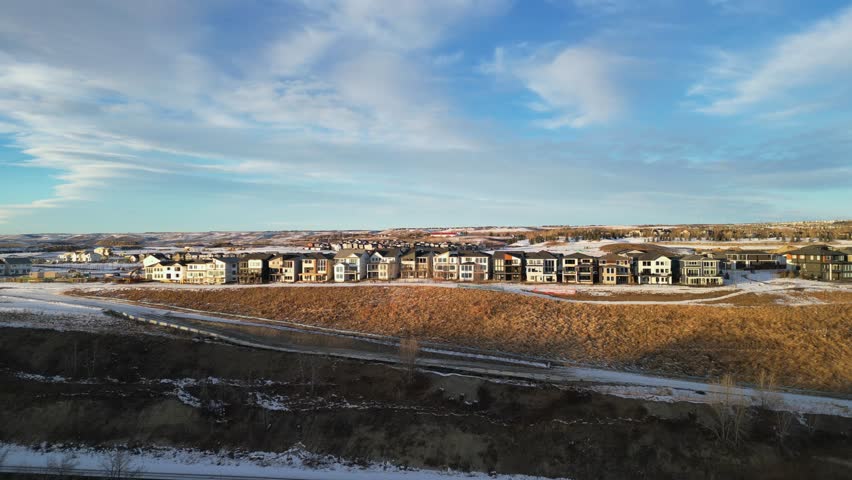 The neighbourhood of Keith Rockland Park in Calgary Alberta as seen from an aerial drone vantage point.