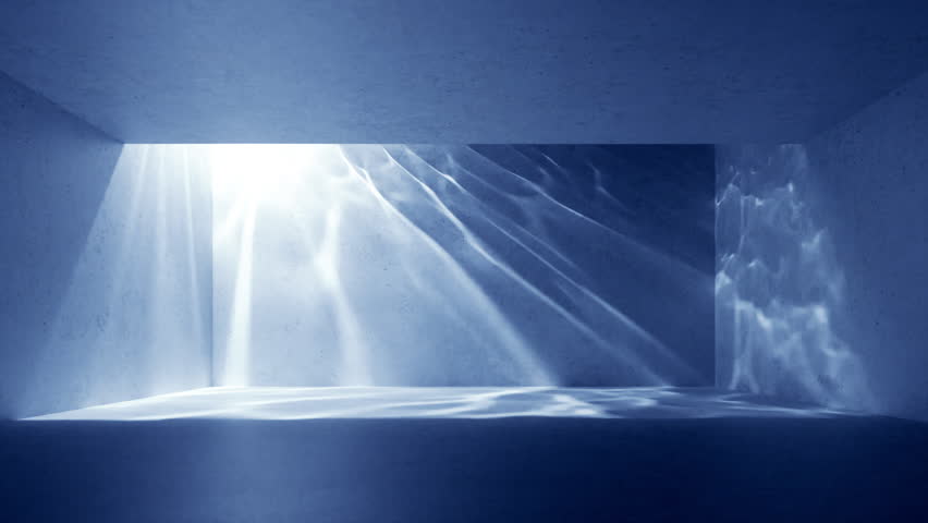 animated 3d water inside the swimming pool, glare and sun rays going through the liquid surface. Underwater caustic effect Royalty-Free Stock Footage #1099724655