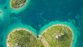 Aerial view of the heart shaped Galesnjak island on the adriatic coast, Zadar, Croatia. Heart shaped island of Galesnjak in Zadar archipelago aerial view, Dalmatia region of Croatia. - Powered by Shutterstock - Get 15% off with code: PIKWIZARD15