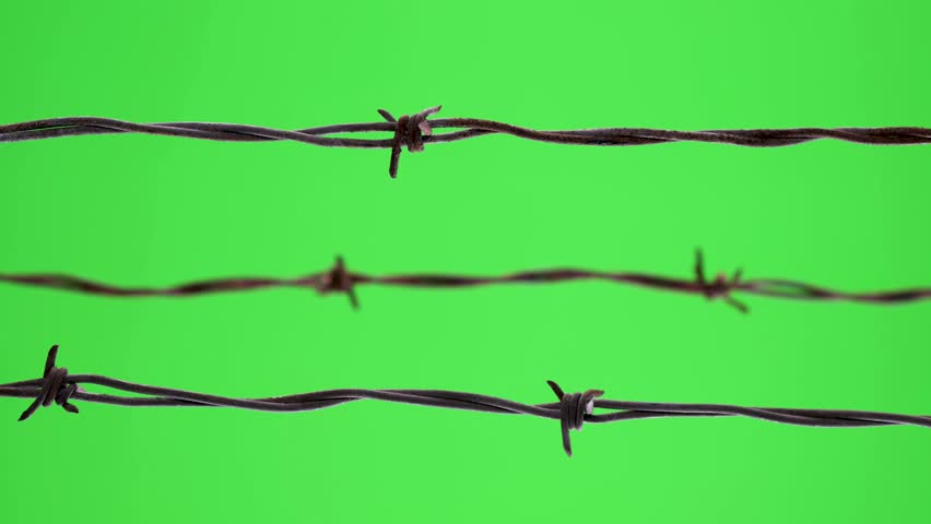 Green screen slider clip of 3 strands of barbed wire for your concept. Royalty-Free Stock Footage #1099731789