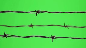 Green screen slider clip of 3 strands of barbed wire for your concept.