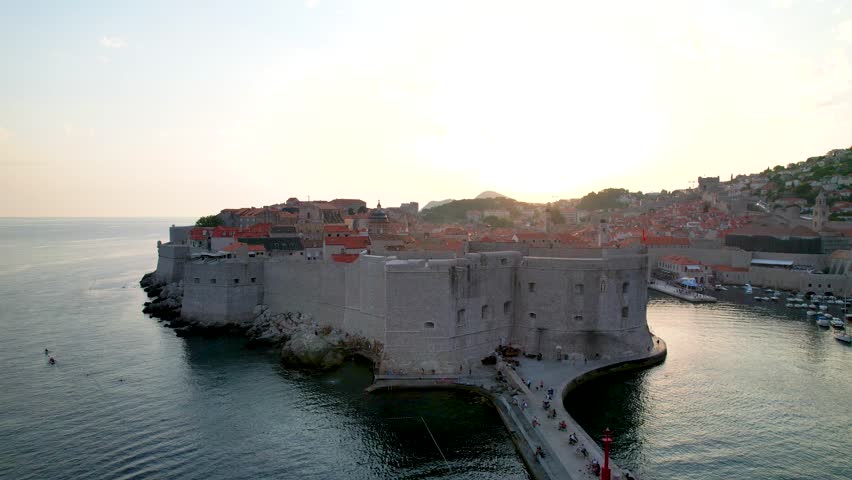 Drone shot of ancient walled city