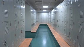 locker room with lockers slow motion