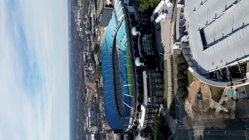 Bank of America Stadium forward vertical Aerial Charlotte NC