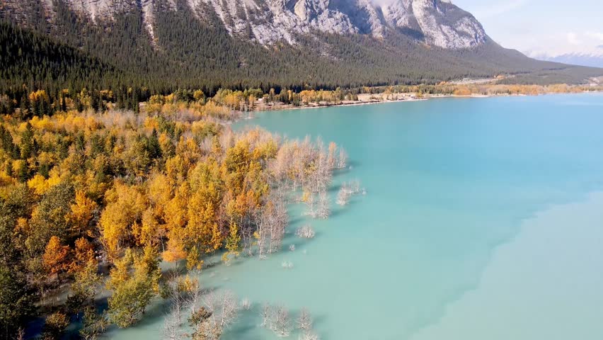 Revealing Aerial View From Lake To Mountains