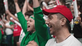 Crazy football fans. Baseball game arena. Volleyball happy team. Soccer goal stadium. Crowd watch basketball cup. Couple date tennis stands. Rugby goal. Man win cricket score. Guy fan joy hockey sport - Powered by Shutterstock - Get 15% off with code: PIKWIZARD15