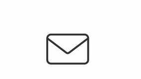 Animated email linear icon. New message. Mailbox notification. Electronic mail. Seamless loop HD video with alpha channel on transparent background. Outline motion graphic animation