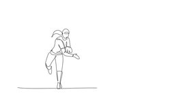 Animation of one line drawing of energetic man baseball player practice to throw the ball. Sport training concept. Continuous line self draw animated for baseball tournament banner. Full length motion - Powered by Shutterstock - Get 15% off with code: PIKWIZARD15