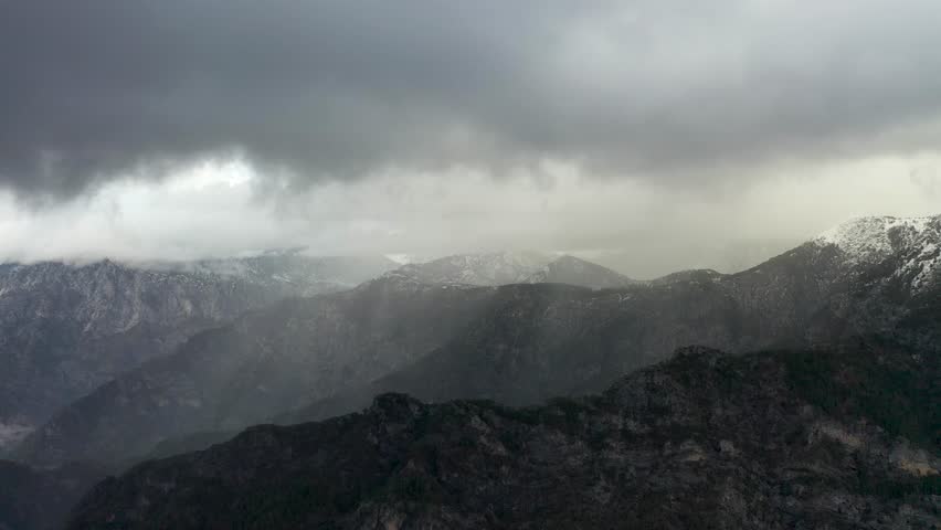 Rain in the Mountains Aerial View 4 K