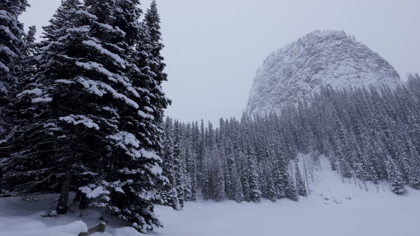 Mirror Lake Mountain, Banff National Park, Winter, 4K