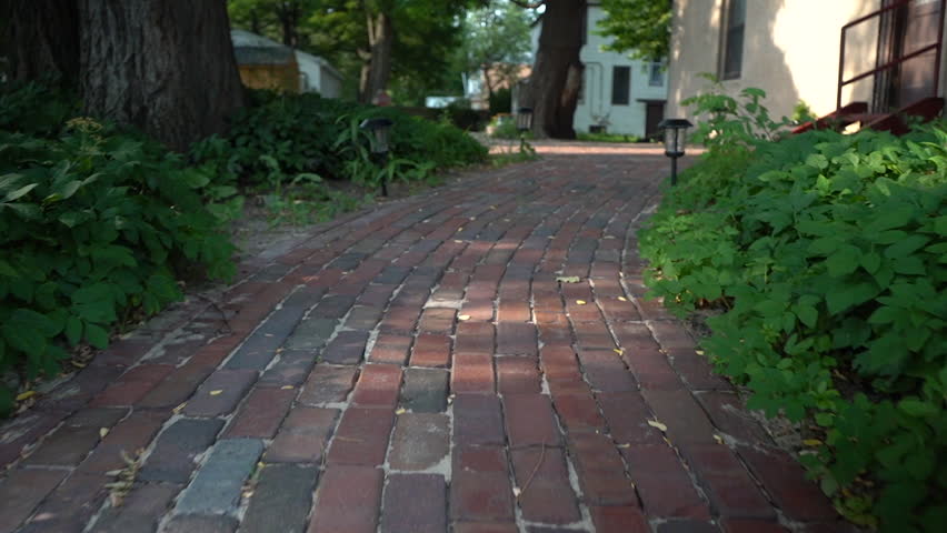 brick path outside shot footage