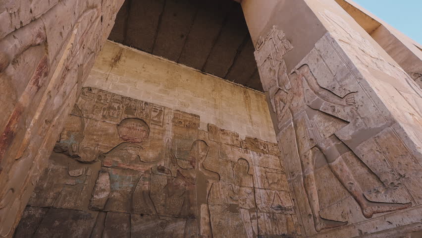Wall Paintings In The Ancient Egyptian Temple Of Abydos Royalty-Free Stock Footage #1099763403