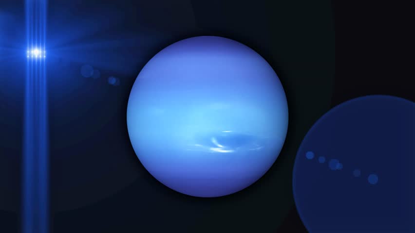 Realistic Neptune planet rotating on space or galaxy and stars milky way, Animation of Neptune planet seen from space, Asteroids Cloud and cosmos, Near Orbiting, stars milky way, galaxy in space,	