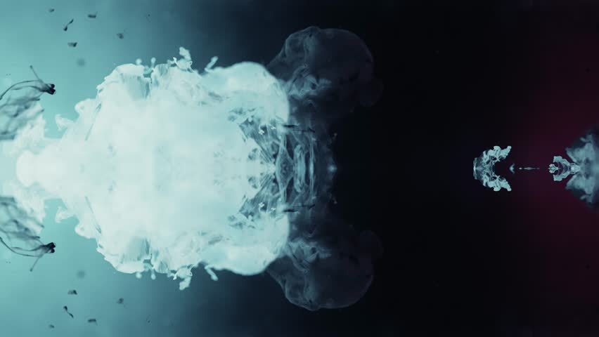 Vertical View Of White Ink Bursting Into Water With A Black Backdrop. Close Up | Shutterstock HD Video #1099773063