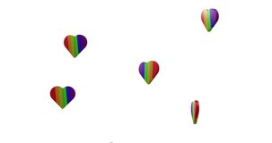 Animation of rainbow hearts over love is love text on white background. Valentine's day, love and celebration concept digitally generated video.