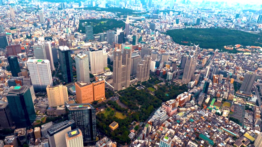 Aerial view of Shinjuku, Tokyo Japan Royalty-Free Stock Footage #1099777357