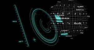 Animation of globe, data processing over scopes scanning. Global computing, digital interface and data processing concept digitally generated video. - Powered by Shutterstock - Get 15% off with code: PIKWIZARD15