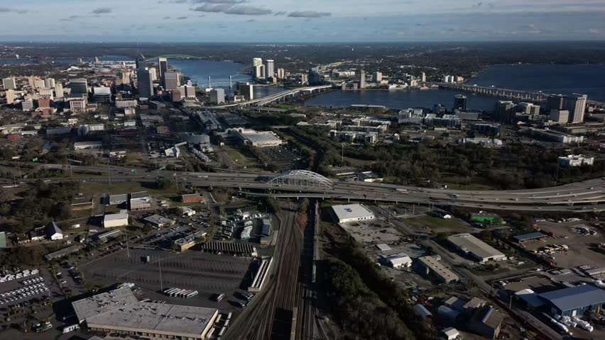 Hyper lapse of Downtown Jacksonville, Florida Rush Hour Traffic 