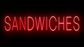 Retro red neon sign against a black background for SANDWICHES - Powered by Shutterstock - Get 15% off with code: PIKWIZARD15