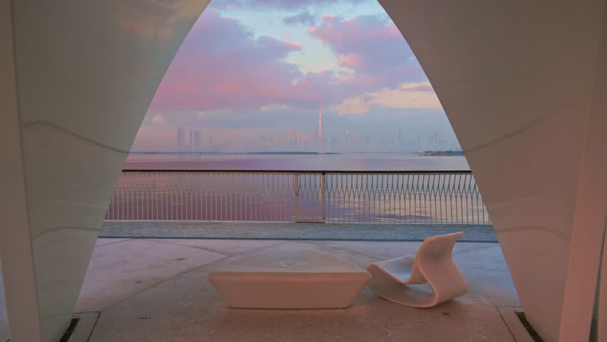 Dubai downtown skyline during sunrise. Royalty-Free Stock Footage #1099783955