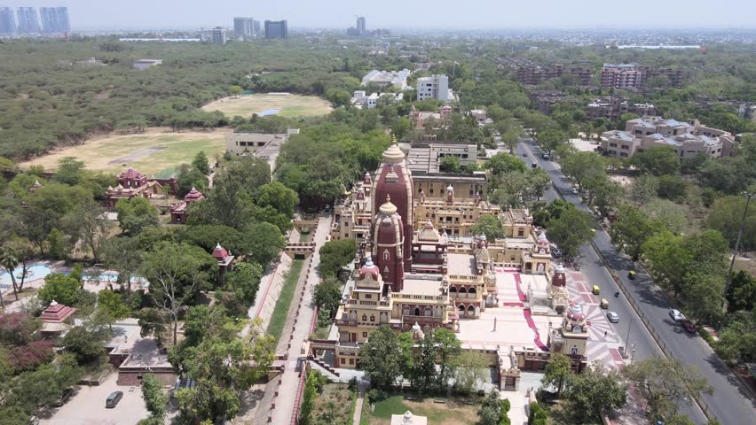 An Aerial Shot of Birla Mandir at New Delhi in India
