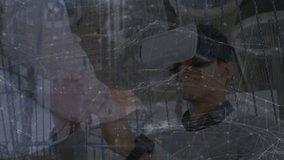 Animation of scanning and virus alert over biracial man using vr headset. virtual reality, data processing and technology concept digitally generated video. - Powered by Shutterstock - Get 15% off with code: PIKWIZARD15