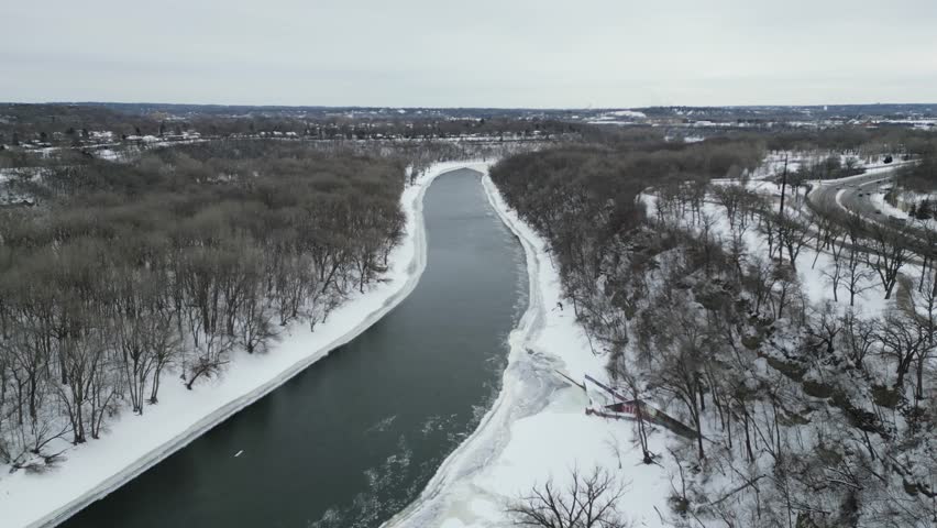 Mississippi River in Winter in Minnesota