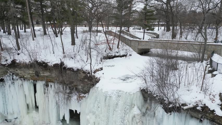 Frozen Waterfall Minnehaha Falls in Minneapolis Minnesota