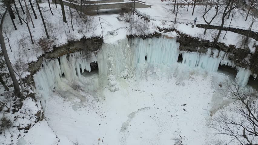 Frozen Waterfall Minnehaha Falls in Minneapolis Minnesota