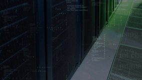 Animation of data processing over server room. Global technology and security concept digitally generated video. - Powered by Shutterstock - Get 15% off with code: PIKWIZARD15