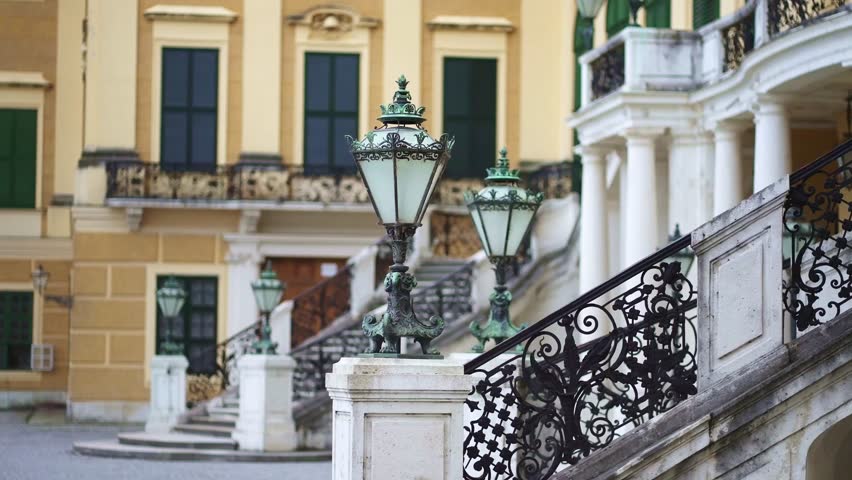 entrance to Schoenbrunn Palace, summer residence of the Habsburg rulers, located in Hietzing, Vienna