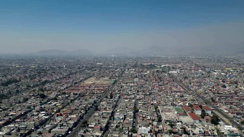 Flying over the northern area of mexico city, northern metropolitan area, state of mexico, NAIM Texcoco