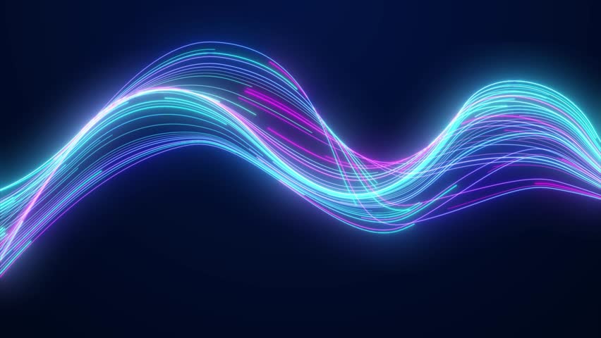 Glowing Abstract Line Moving On Black Background. Abstract Glowing Neon Line Animation On Black Background. Abstract Wave High Tech Digital Background, High Tech Neon Glowing Line Moving On Screen Royalty-Free Stock Footage #1099808427