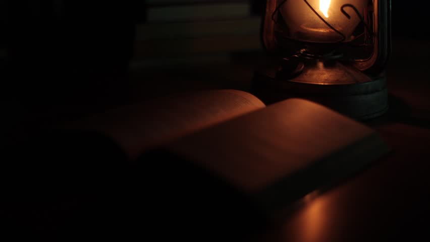 The lamp is in the table