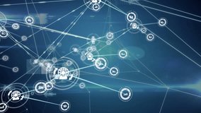 Animation of network of digital icons and data processing against light trails on blue background. Global networking and business technology concept - Powered by Shutterstock - Get 15% off with code: PIKWIZARD15