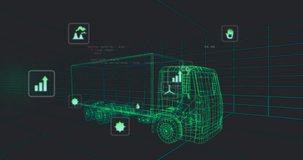 Animation of digital car interface and data processing over 3d model of car. Global engineering, digital interface, business, computing and data processing concept digitally generated video. - Powered by Shutterstock - Get 15% off with code: PIKWIZARD15